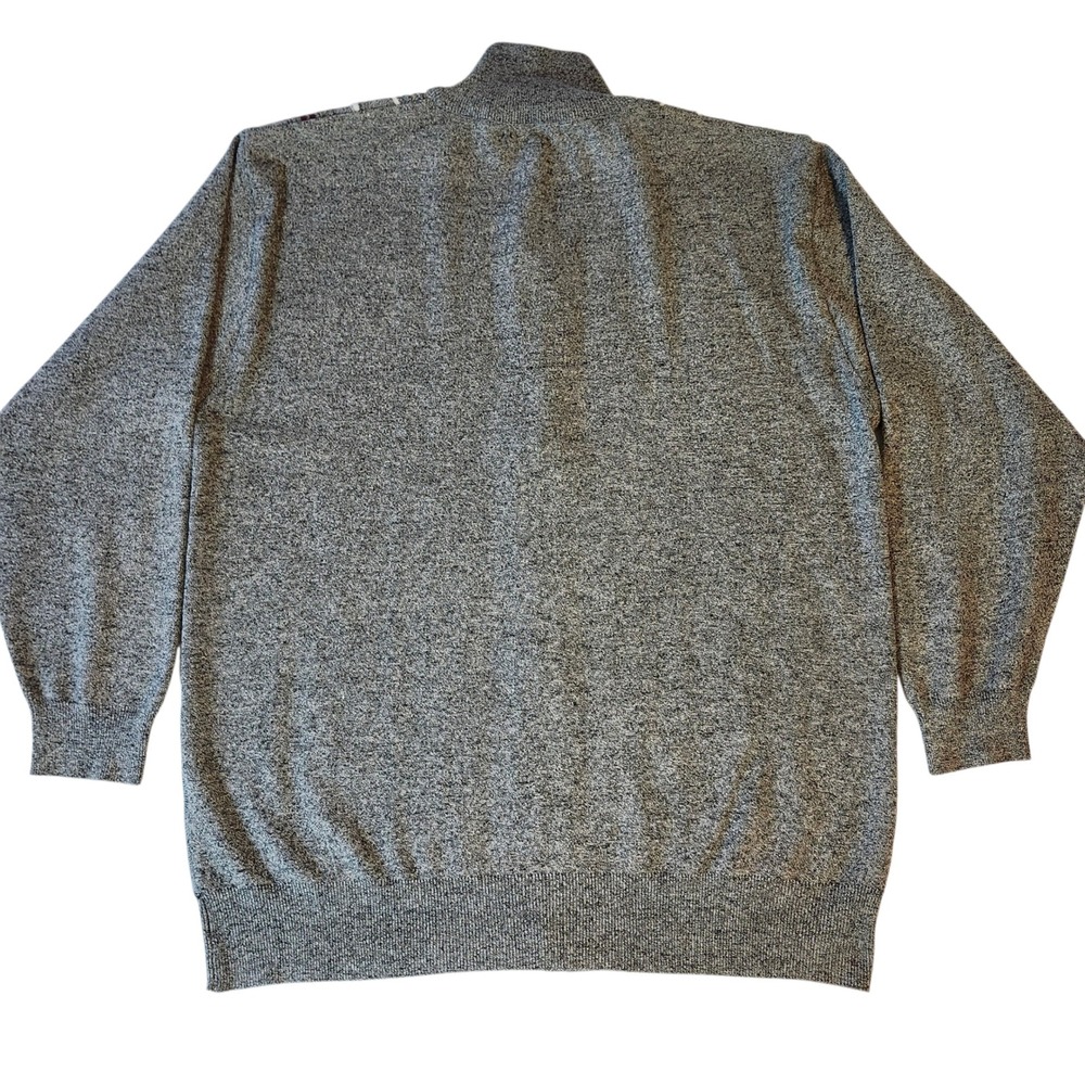 Silver Silk Textured Marled Gray Mock Neck Zip Up Cardigan Sweater Linen Mens XL - Picture 2 of 5